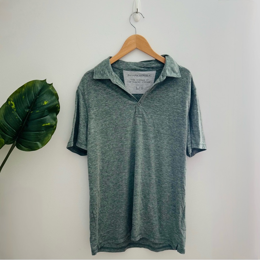 Banana Republic Men's Heather Green Polo